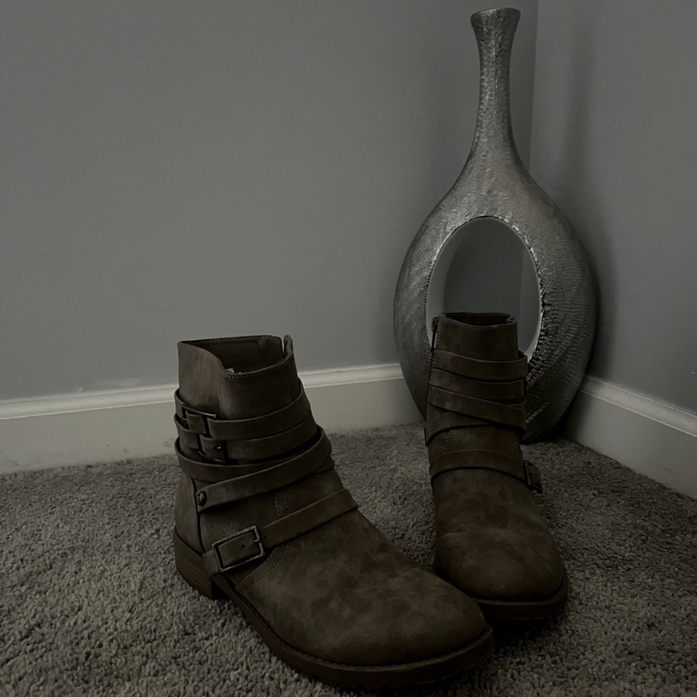 GUESS Brown Ankle Boots with Buckles